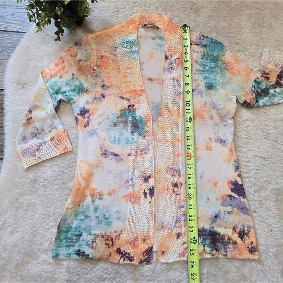 Christopher & Banks Multicolor Watercolor with Rhinestones Cardigan, Size Small - Picture 4 of 8